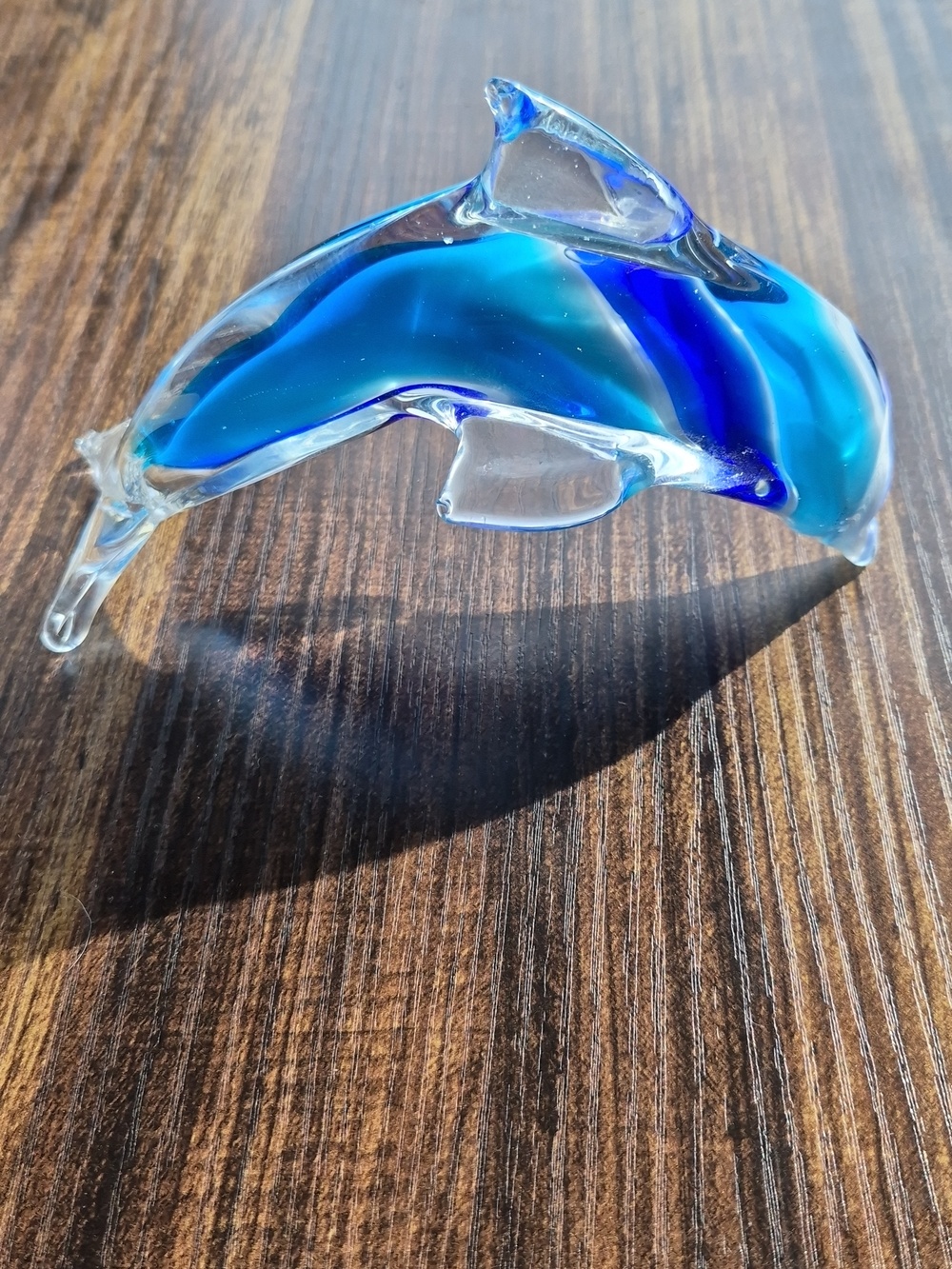 Glass Dolphin Figurine in Blue and White